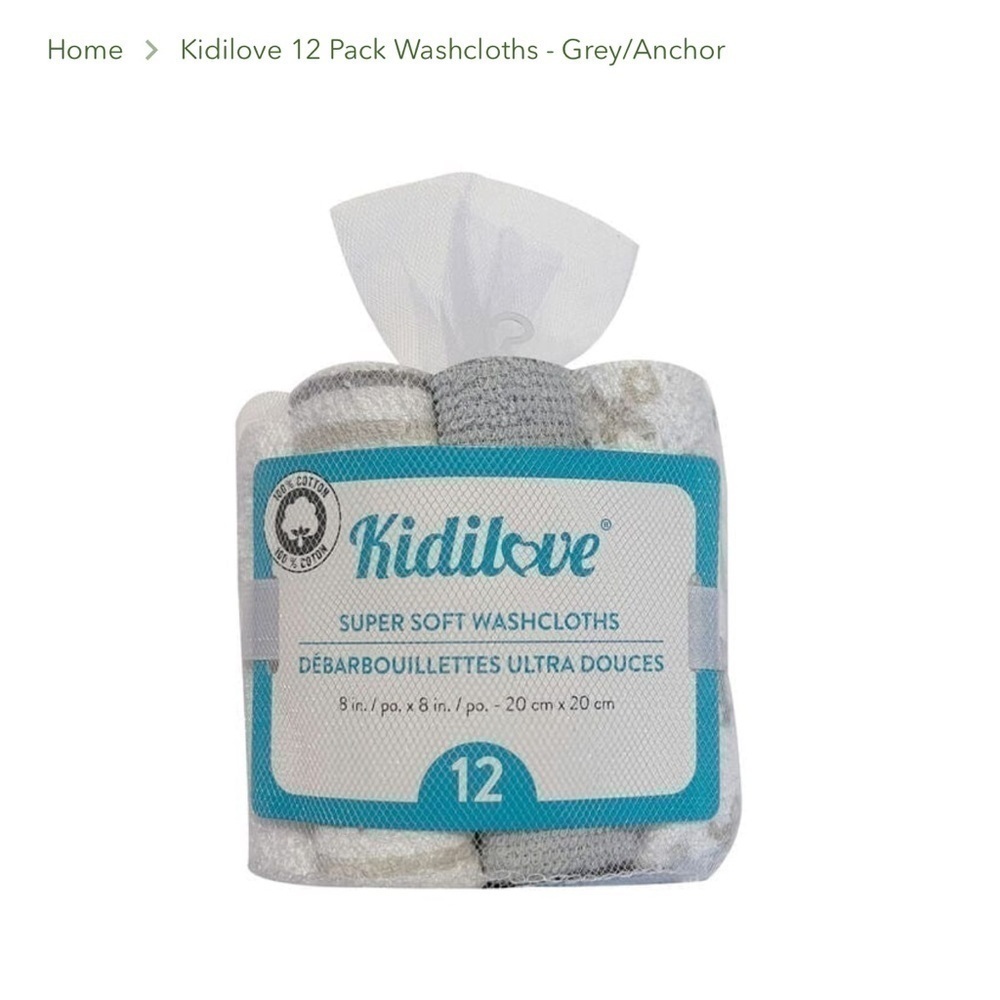 Kidilove 12 Pack Washcloths  -